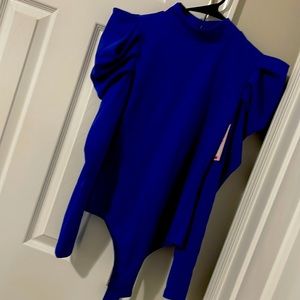 Bodysuit with long sleeve shirt with ruffled shoulders